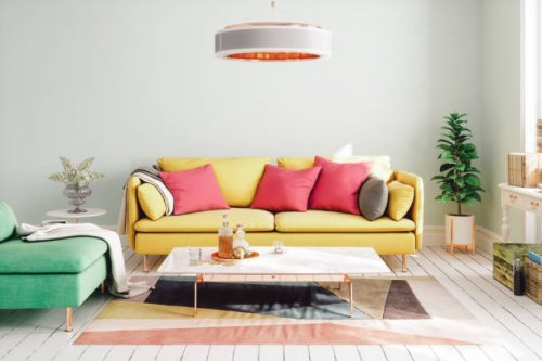 colorful modern living room design - home decoration stock pictures, royalty-free photos & images