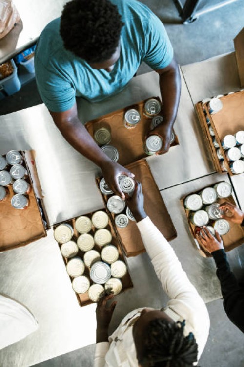 community care at local food bank - food stock pictures, royalty-free photos & images