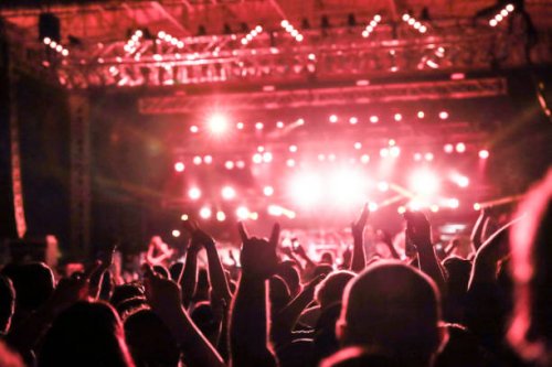 concert crowd cheering, concert crowd audience rear view, concert fans - concert stock pictures, royalty-free photos & images
