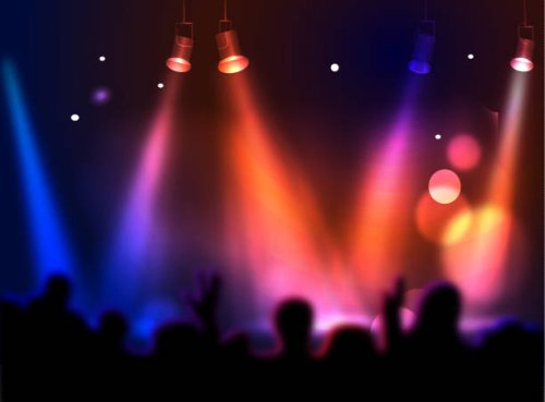 concert hall with people silhouettes - concert stock illustrations