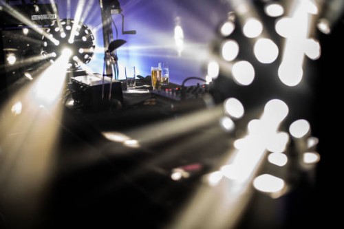 concert stage with bright lights and musical equipment - concert stock pictures, royalty-free photos & images