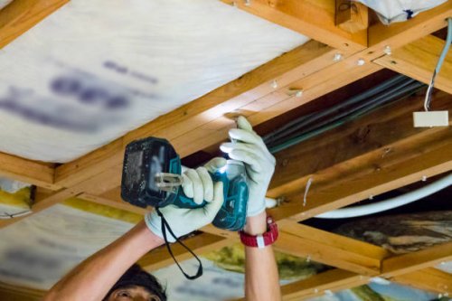 construction worker remodeling home - home decoration stock pictures, royalty-free photos & images