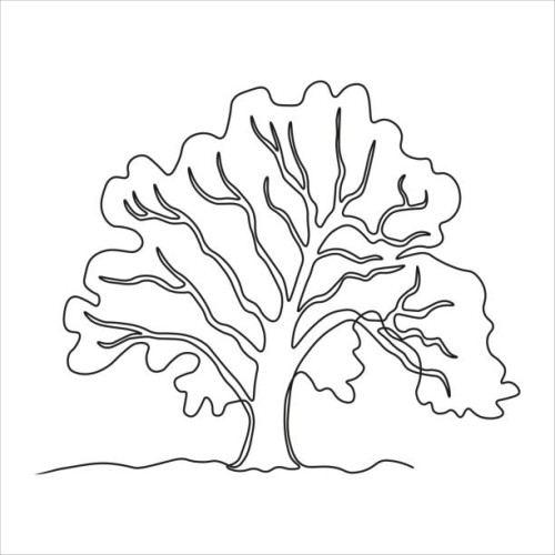 continuous line drawing of tree on white backgroud - garden decoration stock illustrations