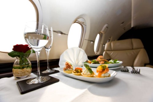 corporate jet canapés meal. - food stock pictures, royalty-free photos & images