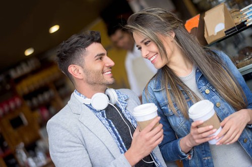 couple dating and having a cup of coffee - junk food stock pictures, royalty-free photos & images