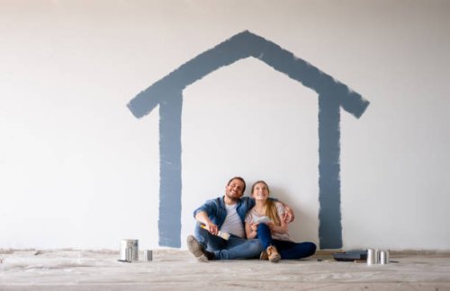 couple painting their house and daydreaming about how itâs going to look - home decoration stock pictures, royalty-free photos & images