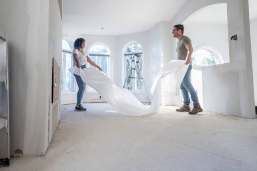 couple renovating a new home - home decoration stock pictures, royalty-free photos & images