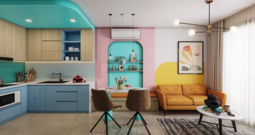 cozy and modern small apartment - home decoration stock pictures, royalty-free photos & images