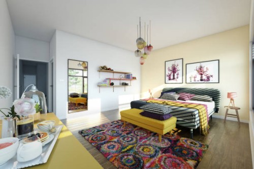 cozy bedroom interior - home decoration stock pictures, royalty-free photos & images