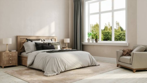 cozy modern bedroom design - home decoration stock pictures, royalty-free photos & images