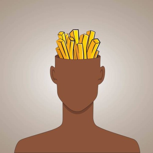 creative head illustration, bunch of french fries, human diversity concept stock illustration - junk food stock illustrations