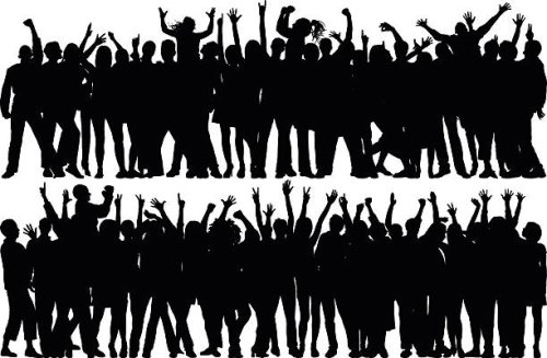 crowd (all complete, moveable, detailed people) - concert stock illustrations