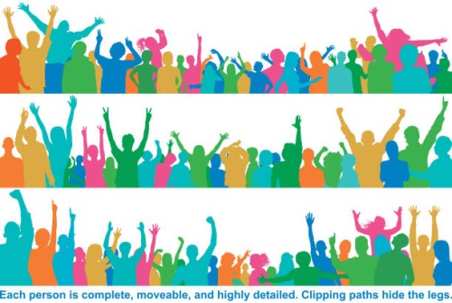 crowd (all people are complete- clipping paths hide the legs) - concert stock illustrations