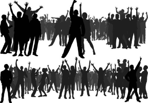 crowd (all people are complete and moveable) - concert stock illustrations