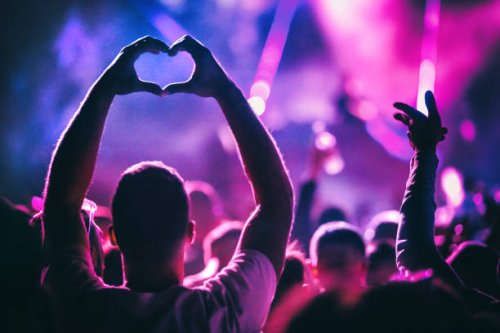crowd at a concert party. - concert stock pictures, royalty-free photos & images