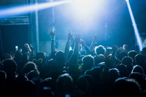 crowd at a music festival - concert stock pictures, royalty-free photos & images