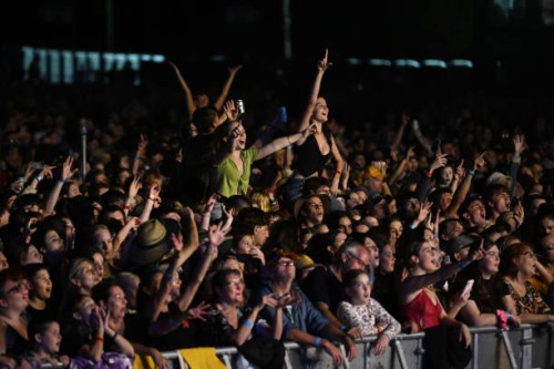 Crowd enjoys a performance by the band Sheppard during the One From The Heart benefit concert on May 15, 2022 in Lismore, Australia. The concert was...