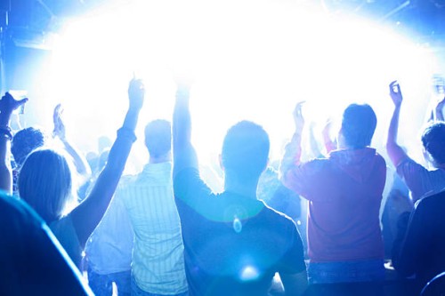 Crowd of ravers at The Bays show, Amsterdam, Holland 2006