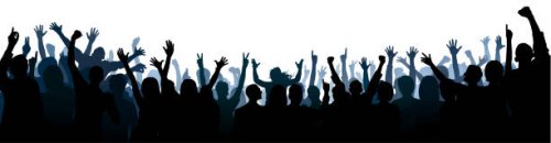 crowd silhouette (all people are complete- a clipping path hides the legs) - concert stock illustrations