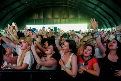 Crowds during day 3 of the 2023 Stagecoach Festival on April 30, 2023 in Indio, California.