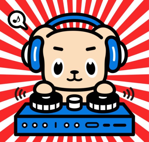 cute character design of a labrador retriever wearing headphones and playing on turntables - concert stock illustrations