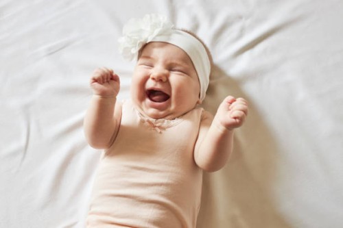 cute little baby girl laughing - fashion stock pictures, royalty-free photos & images