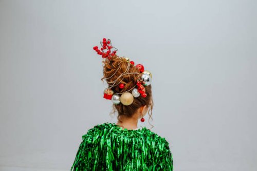 cute teen girl with hairdressers posing in studio. - hairstyle stock pictures, royalty-free photos & images