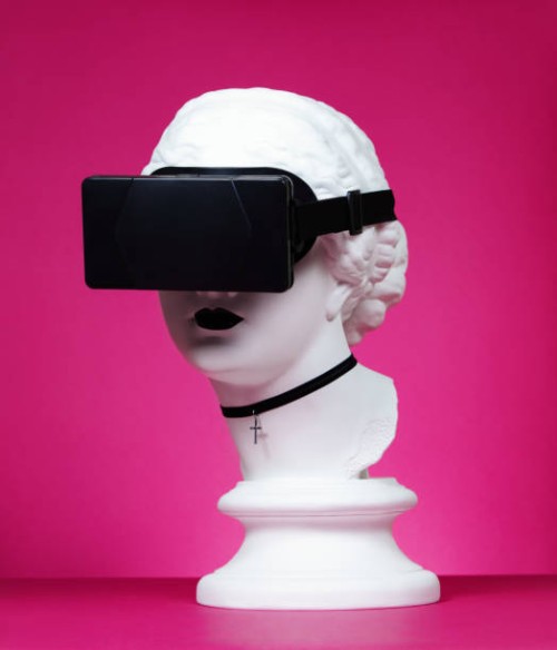 cyberpunk greek goddess wearing vr headset - fashion stock pictures, royalty-free photos & images