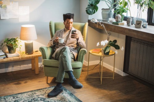 daily moments of an young entrepreneur - home decoration stock pictures, royalty-free photos & images