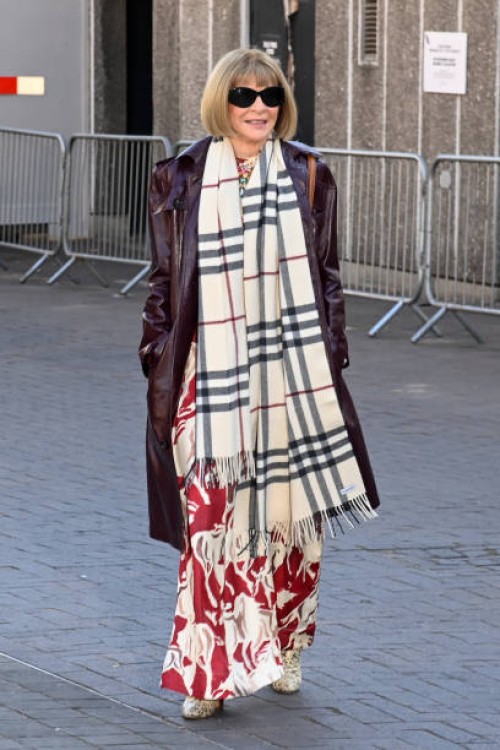 Dame Anna Wintour attends the Burberry Summer 2025 show during London Fashion Week at The National Theatre on September 16, 2024 in London, England.