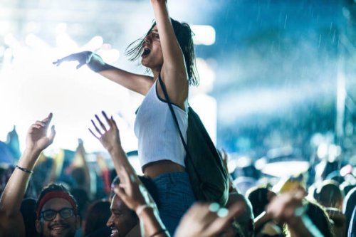 dancing on music festival during rainy night! - concert stock pictures, royalty-free photos & images