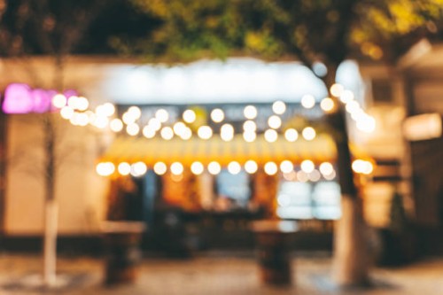 defocused background of late night street cafe or to-go fast food - junk food stock pictures, royalty-free photos & images