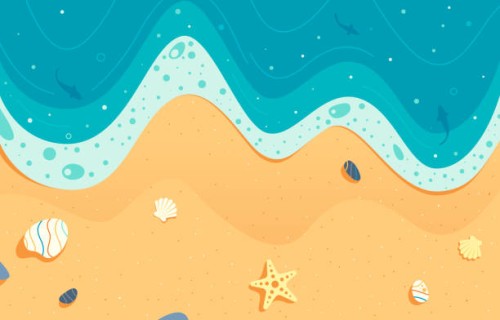 detailed illustration of sea and beach top view. summer vacation background illustration. - fashion stock illustrations