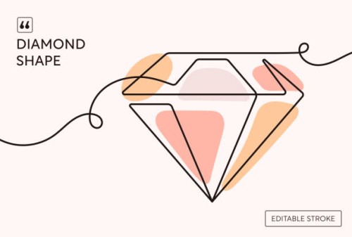 diamond shape continuous line illustration - fashion stock illustrations