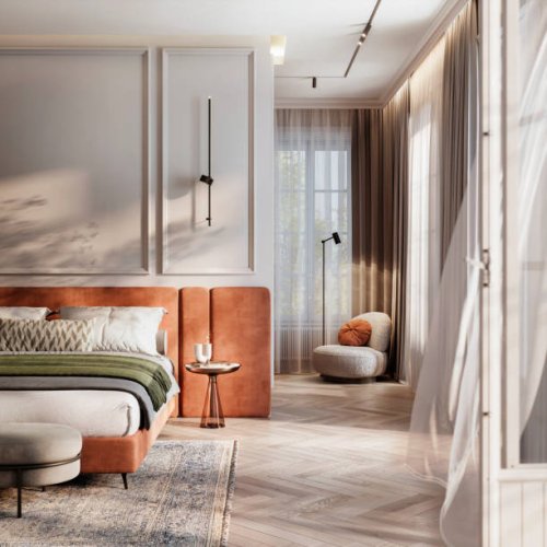 digitally generated domestic bedroom interior - home decoration stock pictures, royalty-free photos & images
