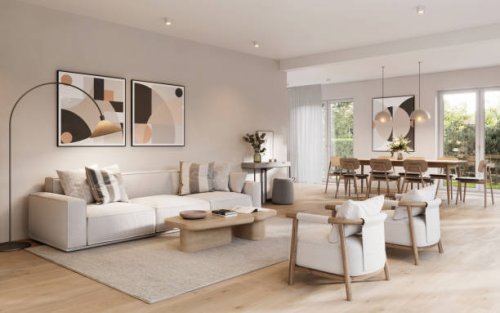 digitally generated image of a fully furnished living room - home decoration stock pictures, royalty-free photos & images