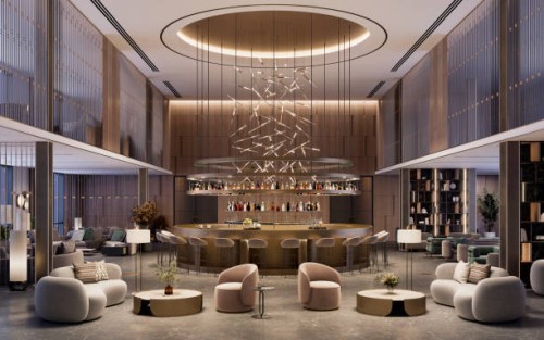 digitally generated image of the luxurious hotel lobby - fashion stock pictures, royalty-free photos & images