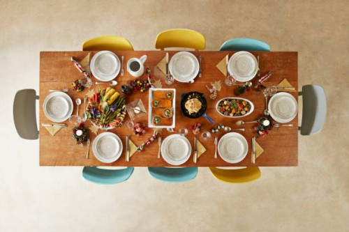 directly above shot of vegan christmas meal on table at home - food stock pictures, royalty-free photos & images