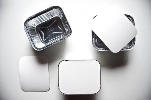 disposable aluminium foil containers - junk food stock pictures, royalty-free photos & images