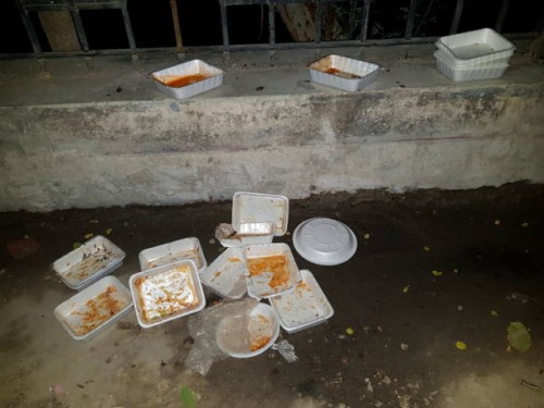 disposable food boxes or containers thrown on ground after eating the meal. - junk food stock pictures, royalty-free photos & images