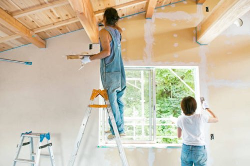 diy-plastering - home decoration stock pictures, royalty-free photos & images