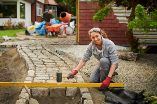 diy cobble path - home decoration stock pictures, royalty-free photos & images