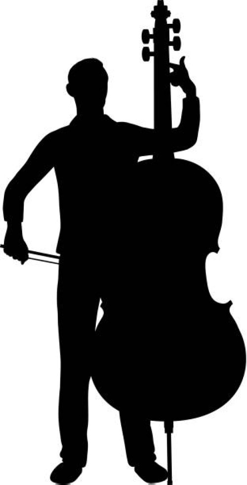 double bassist or cellist silhouette - concert stock illustrations