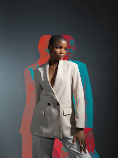 double exposure beautiful young woman in white suit - fashion stock pictures, royalty-free photos & images