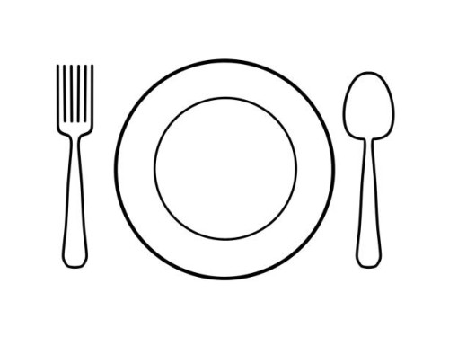 drawing of a plate with a spoon and a fork - food stock pictures, royalty-free photos & images