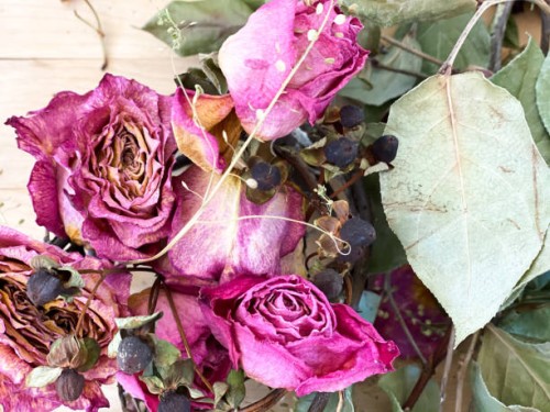 dried floral bouquet of roses - garden decoration stock pictures, royalty-free photos & images