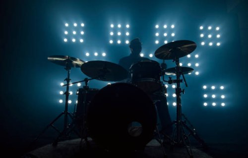drummer performing in front of audience blinder - concert stock pictures, royalty-free photos & images