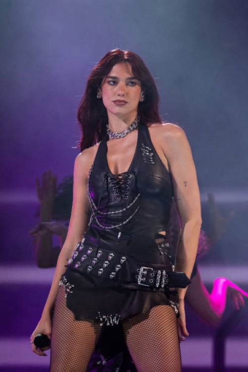 Dua Lipa headlines The Pyramid Stage during day three of Glastonbury Festival 2024 at Worthy Farm, Pilton on June 28, 2024 in Glastonbury, England....