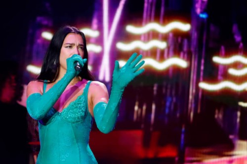 Dua Lipa performing during a concert at Estadio Banorte on September 23, 2022 in Mexico City, Mexico.