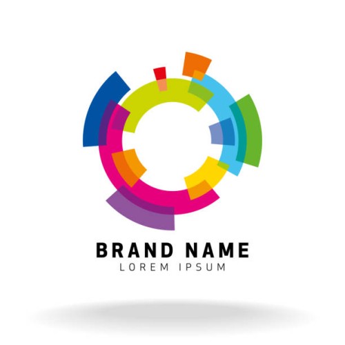 dynamic segments of colored circle brand symbol - fashion stock illustrations